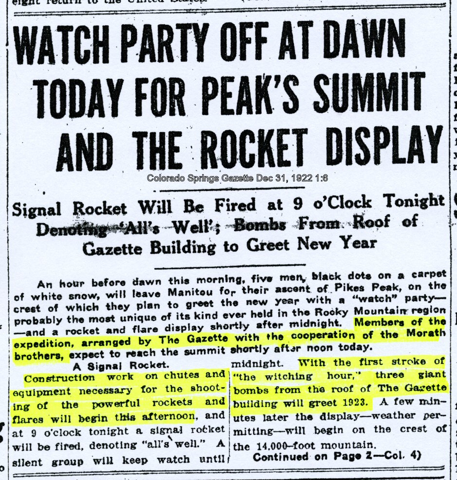 Gazette Telegraph Article, December 31, 1922, Pikes Peak Library District